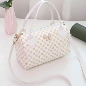 Women's Fashion Printed Crossbody Bag With Butterfly Metal Decor, Multifunctiona